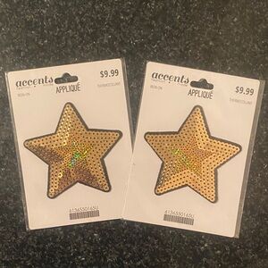 Accents Gold Sequin Star Iron-On Appliqués (Set of 2)